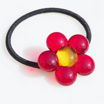 盛開玻璃花手工髮圈【紅色】可更換為髮鉤【接單製作】