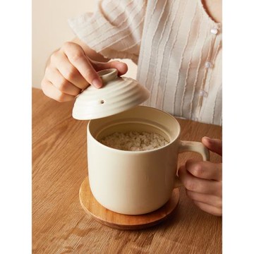 陶作 浮生米飯煲家用陶瓷甜品碗燉盅帶把蒸蛋盅小蒸盅創意小湯盅