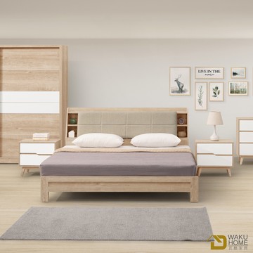 wakuhome 瓦酷家具kenster原像雙色5尺床箱型雙人床(床頭箱+床底)a010-770