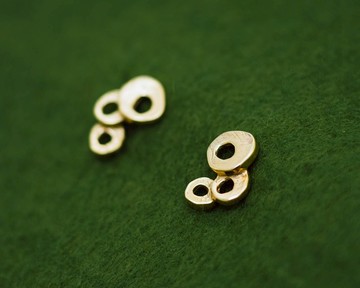 Bukubuku 氣泡金鍍銀耳環 - 三顆可愛的日式氣泡 - 侘寂