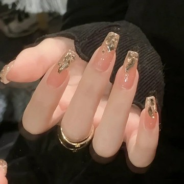 手工穿戴甲中長款碎鉆閃粉美甲甲片穿戴式指甲貼片