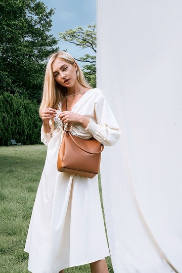 Mini Two-Tone Tote 素皮革 手提包 側背包 斜背包 淺棕色x棕色