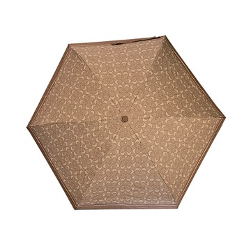 COACH咖啡棕C LOGO印花輕量攜帶型晴雨傘