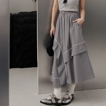 OB嚴選-涼感．抗UV不對稱拼接冰河系防曬傘圓裙《CA2921-》