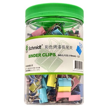 SCHMIDT 司密特 彩色烤漆長尾夾 NO.L122 (19mm)  144支  1盒