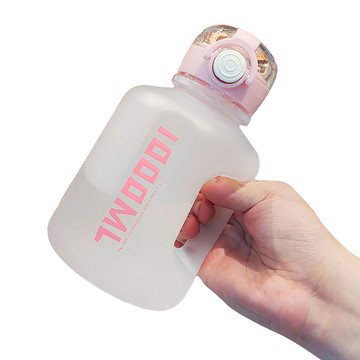 Mass 生活好物 超大容量運動健身水壺 1L  粉紅色  1個