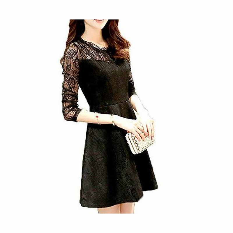 ココチエ ドレス ミニ シアー キャバ クリスマス フレア フリル 白 黒 レース 結婚式 ミニワンピース かわいい 長袖 L 黒 通販 Lineポイント最大0 5 Get Lineショッピング