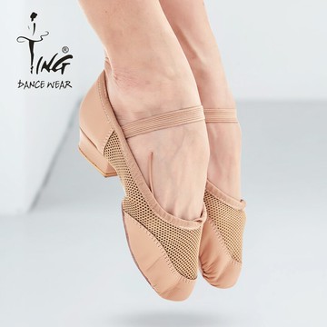 TING陳婷網眼教師鞋民族民間古典舞跟鞋舞蹈軟底黑色練功鞋春夏季