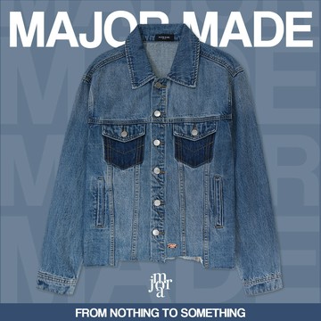 口袋撞色厚磅牛仔外套