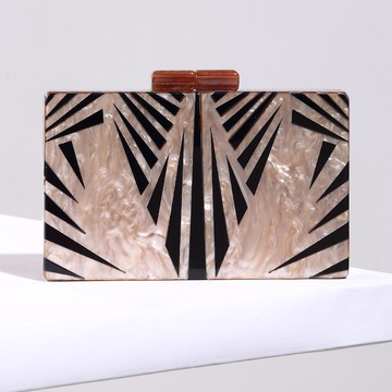 現貨+預購 晚宴包鍊條手拿包-珠光壓克力幾何線條女包包73vj29【獨家進口】【米蘭精品】