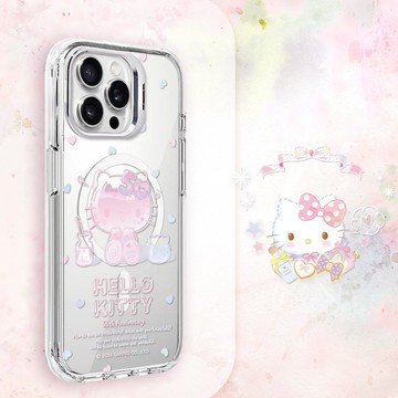 三麗鷗 iPhone 全系列 防震雙料隱形立架磁吸手機殼-清透凱蒂