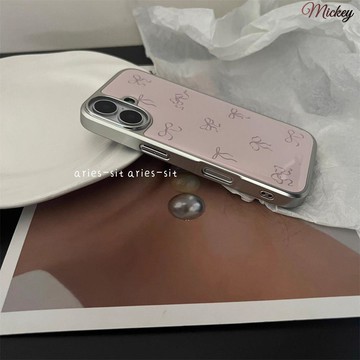 小眾蝴蝶結適用蘋果17ProMax1615滴膠手機殼韓iPhone11121314電鍍