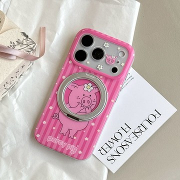 360旋轉磁吸支架 瑪莎小豬 適用於 蘋果 iPhone 17 16 15 Pro Max 手機殼 防摔殼 保護殼