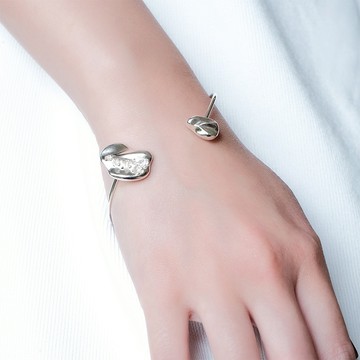 SLOW ROVER｜宇宙冰晶 冰晶開口手環-純銀 - M (150~170mm)