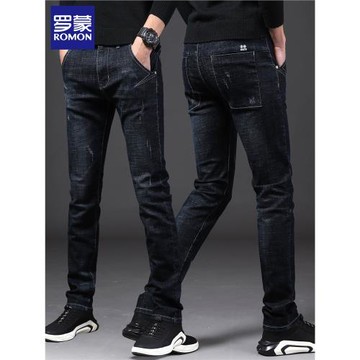 羅蒙夏季薄款黑色牛仔褲男士2025新款寬松直筒彈力冰絲休閑長褲子
