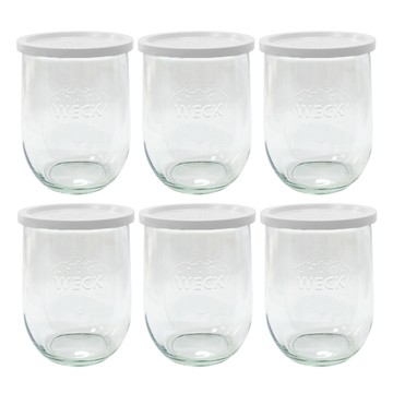 WECK 鬱金香型玻璃儲物罐 1062ml No.745 6入組 (附PE蓋)  6組  玻璃收納瓶+蓋子