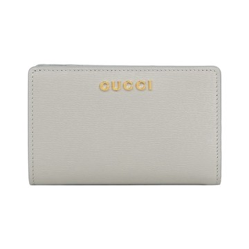 [平輸]GUCCI 金字Logo 拉鍊零錢袋暗釦二折中夾(灰色)