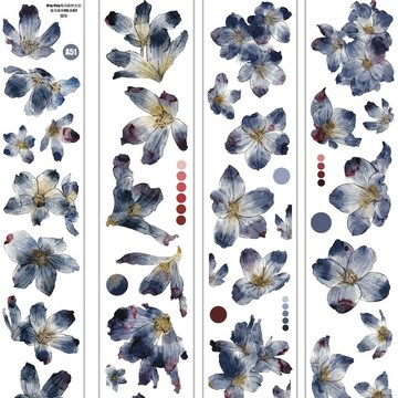 煙非 濃厚に咲く 黒の花 PET 和紙膠帶 5米卷 (kiss-cut)