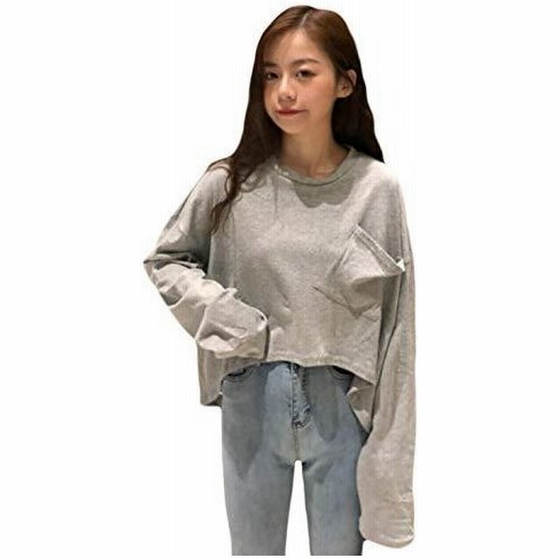 Beibang長袖 Tシャツ レディース ゆったり カットソー ショート丈 トップス 無地 ポケット付き おしゃれ ロンｔ 通販 Lineポイント最大get Lineショッピング