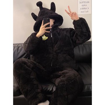 男士睡衣冬季三層夾棉加厚加絨2023新款青少年冬天款珊瑚絨家居服