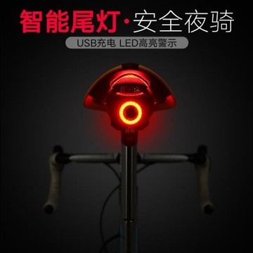 跨境 智能感應剎車尾燈山地車燈usb充電公路車自行車夜騎尾燈裝備