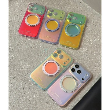 撞色極光鐳射360 ° 旋轉支架 適用iPhone 17 16 15 Pro Max i15 i16 17Pro 手機殼