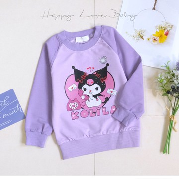 拼接紫色卡通兔兔長袖上衣 秋冬童裝 女童上衣 女童長袖 女童棉T 女童T恤 長袖上衣 秋冬上衣