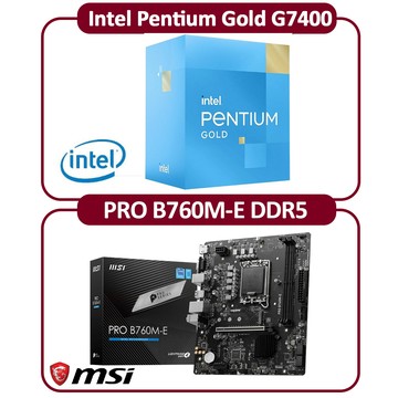 MSI Intel 12代 G7400 雙核 CPU+微星 B760M-E DDR5 主機板 組合包