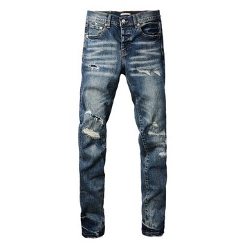 PUR jeans美式高街乞丐刮破修身長褲緊身高街破洞緊身男牛仔褲子