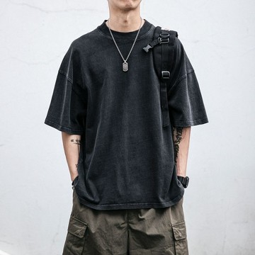短袖上衣 短袖男 短袖T恤 男T T恤 NT官方260g重磅水洗做舊T恤寬鬆休閒純色短袖日係複古百搭半袖男 素麵T Y2
