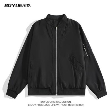 BOYUE帛躍不規則機能夾克秋冬男港風拉鏈時尚chic飛行員修身外套