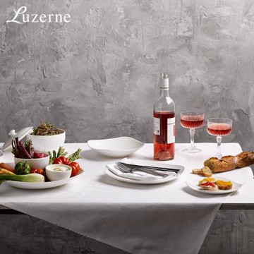 Luzerne陸升陶瓷圣潔珍珠白簡約摩登新中式家用餐盤菜湯盤米飯碗