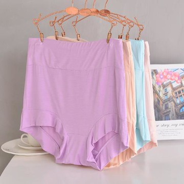 女莫代爾棉加肥加大高腰平角內褲無痕透氣舒適收腹媽媽短褲頭大碼