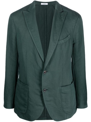 Boglioli - notched-lapel button-up blazer - men - Cotton/Linen/Flax/Cupro - 48 - Green