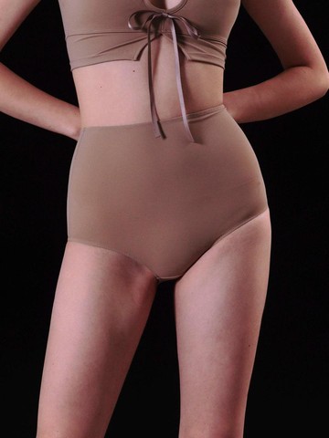 High-waist Premium Nylon Bikini Panty [Beige]