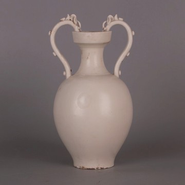 宋 邢窯白釉雙龍尊瓶 仿出土瓷器古玩古董手工博古架裝飾收藏擺件