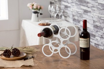 【OPUS東齊金工】舞圓酒架(白)-金屬葡萄酒瓶展示架/父親節禮物