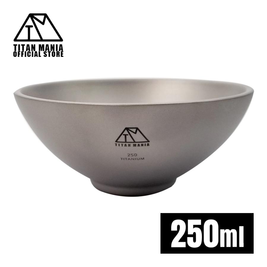 TITAN MANIA チタンマニア お茶碗 S ボウル チタン製 キャンプ 軽量 皿 250ml 二重構造 食器 コンパクト おしゃれ スープボウル 丼 大きめ 小さめ 収納袋付き