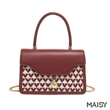 【MAISY】質感甜美少女感愛心印花鏈帶手提包(現+預 紅色)
