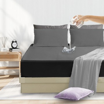 【寢室安居】護理級銀離子100%防水防蹣抗菌透氣保潔枕套（1對）-深灰_廠商直送