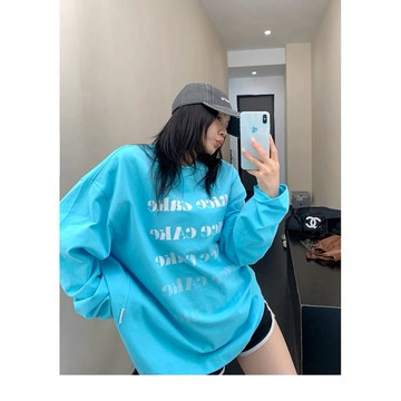 【RICECAKE & OISIS】美式漸變 字母印花 長袖t恤 高級感 百搭 oversize 上衣 女