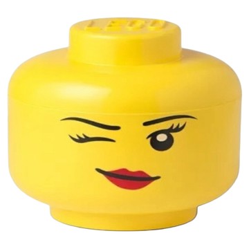 ROOM COPENHAGEN LEGO 積木人頭收納盒 眨眼女孩  黃色  1個