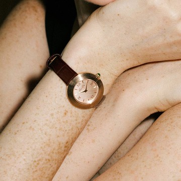 【Ven & Qu】Volante 玫瑰金腕錶 29mm 棕色皮革錶帶