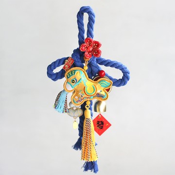 【馬踏春風】賀年萬字結 - 藍