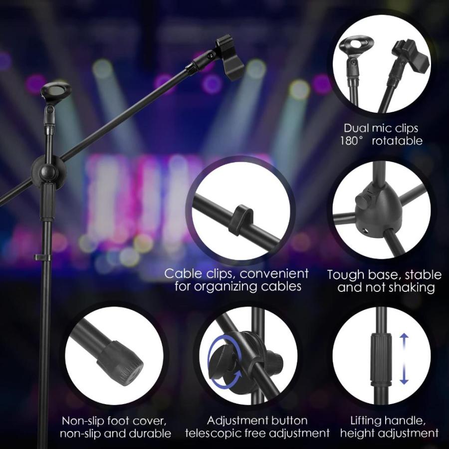 12 Pcs Adjustable Height Microphone Stand Tripod Microphone Boom Stand with