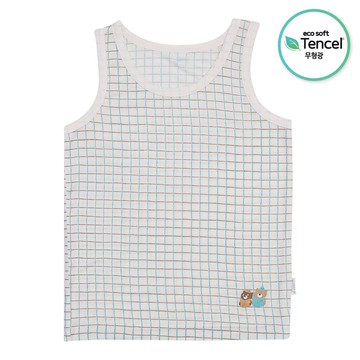 韓國 Ppippilong - 天絲纖維透氣背心內衣(男寶)-格紋讀書熊