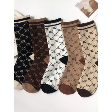 字母襪子女中筒襪春秋ins潮純棉雙g網紅高筒堆堆襪秋冬長百搭韓版