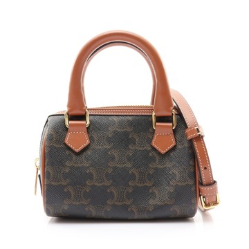 CELINE 賽琳 Mini Boston 肩背包 棕色 PVC塗層帆布 【二手名牌BRAND OFF】