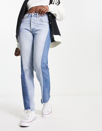 Levi's 501 spliced leg jeans in light wash-Blue