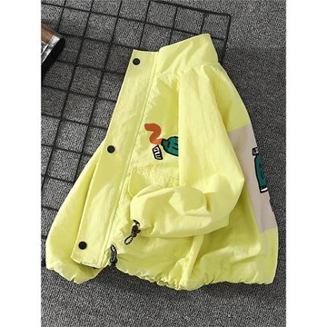 兒童外套春秋男童夾克薄款韓版2024新款時尚卡通中大童炸街休閑裝